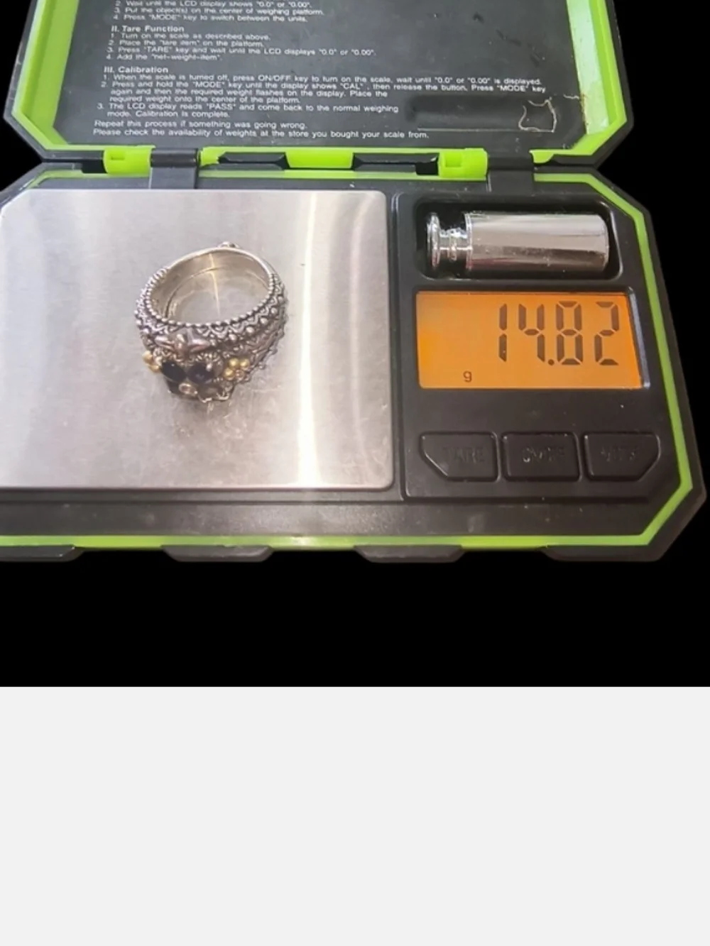 Barbara Bixby Sz 10 Sterling Silver Floral Iolite Ring with 18k Gold Accents